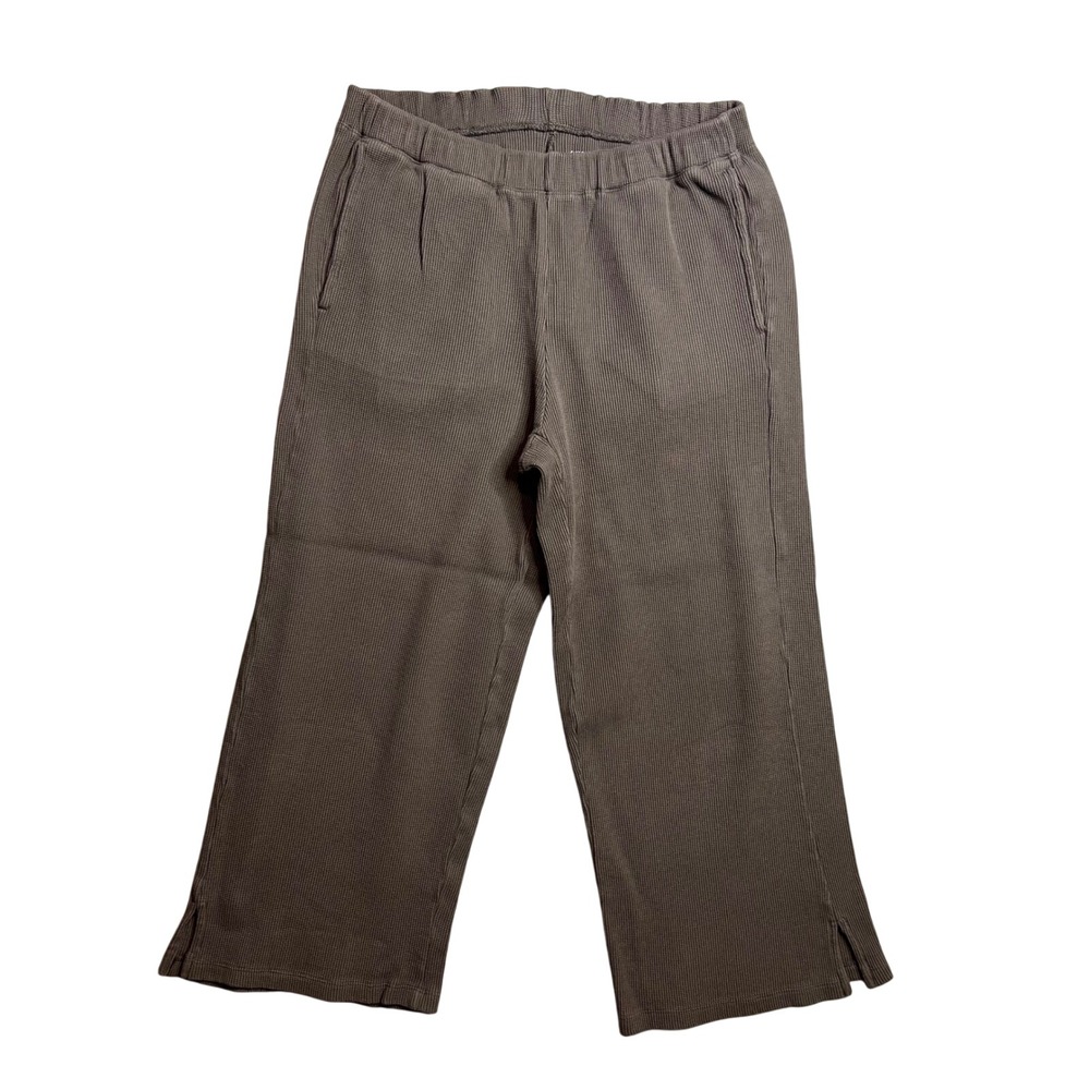 Eileen‎ Fisher Waffle Knit Crop Capri Pant Size XS Gray Organic Cotton Pull On